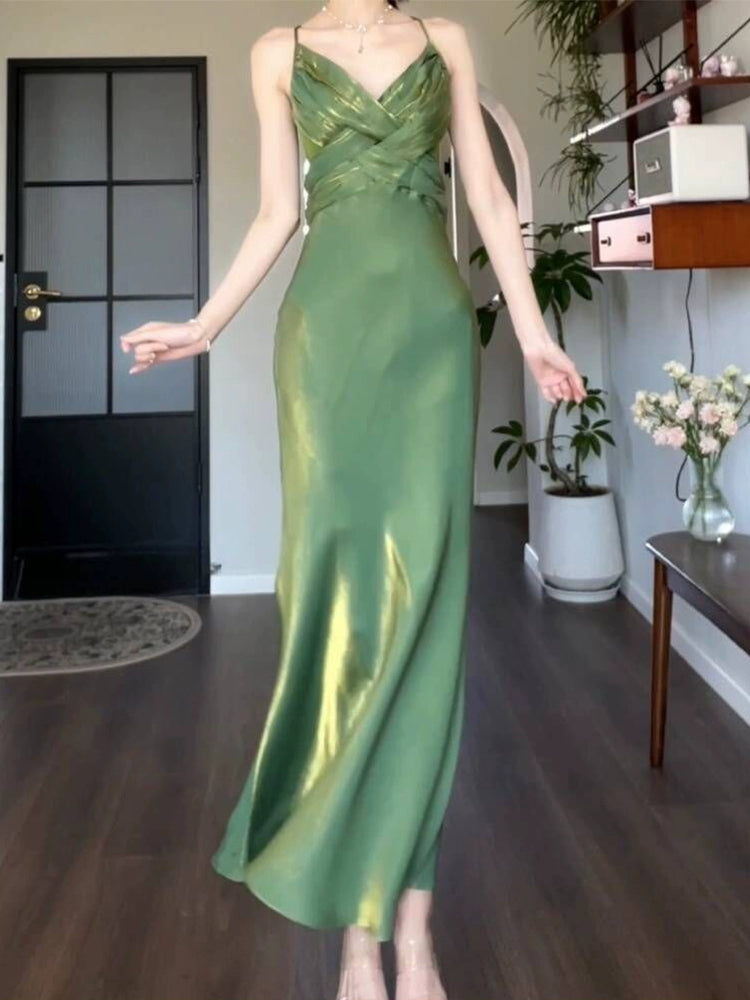 Green evening dress green birthday dress S5933