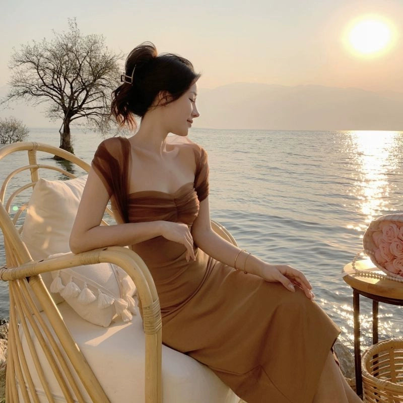 Sexy off shoulder dress for women long party dress S5794