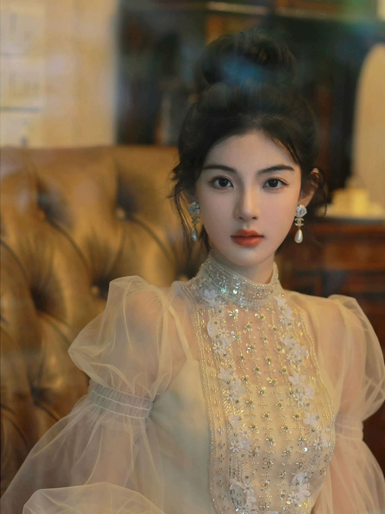 Birthday dress party dress luxury celebrity heavy beaded dress S5830