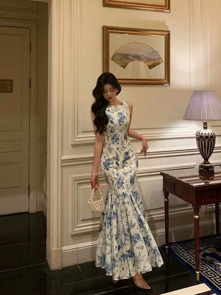 Floral mermaid dress for women new retro party dress S5619