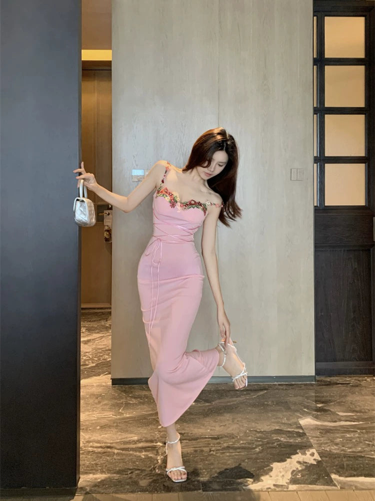 beautiful pink dress birthday dress long mermaid party dress S5880