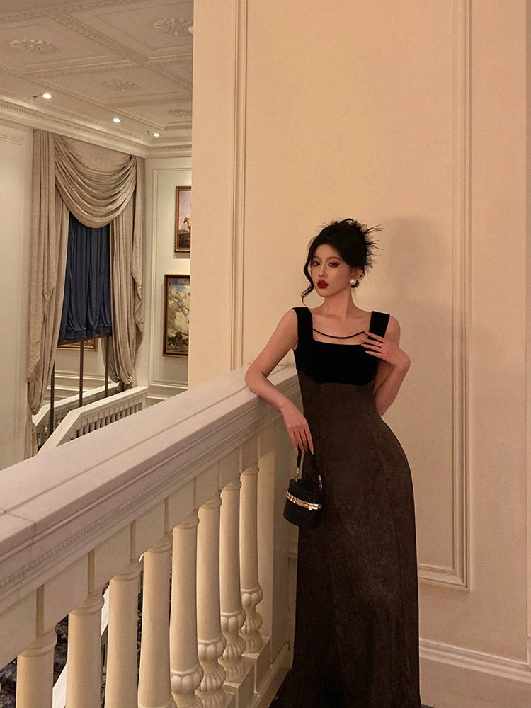 Square neck suspender dress new style party dress S5600