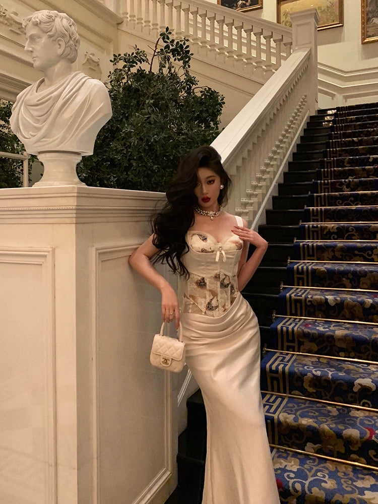 New sexy lace top + skirt two piece suit for women long party dress S5594