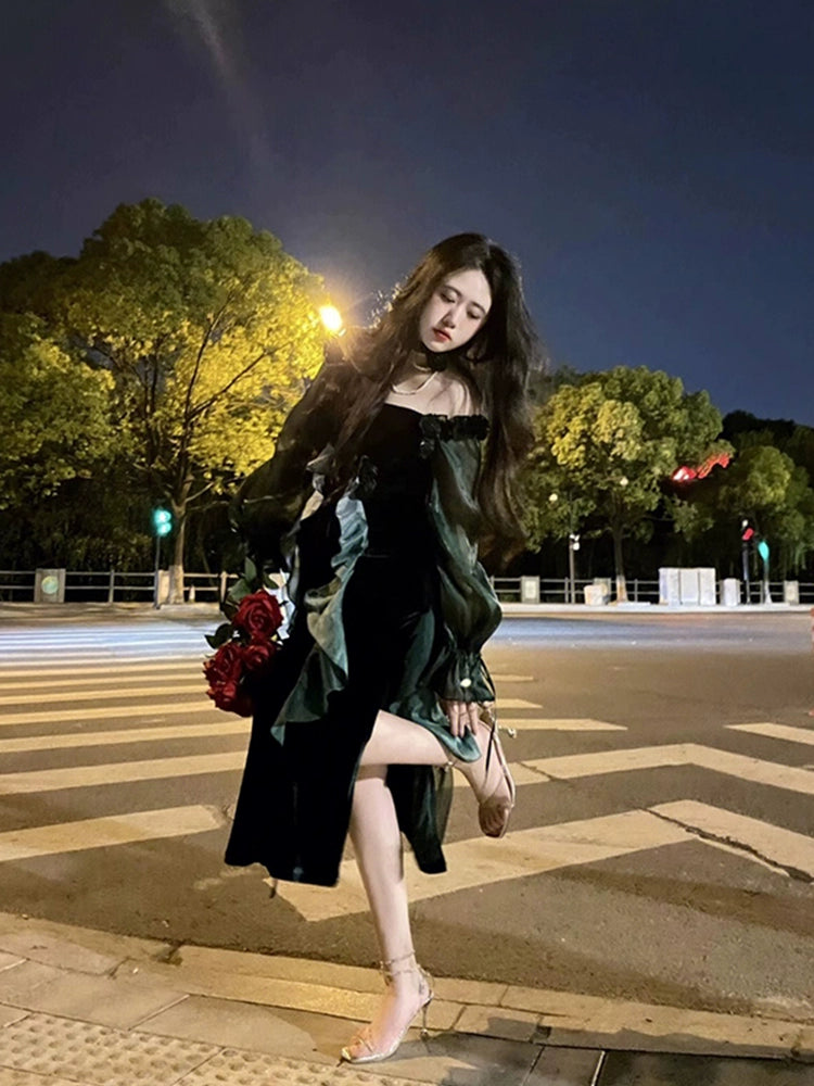 Emerald Rose Dress Halloween Costume Party Dress S5738