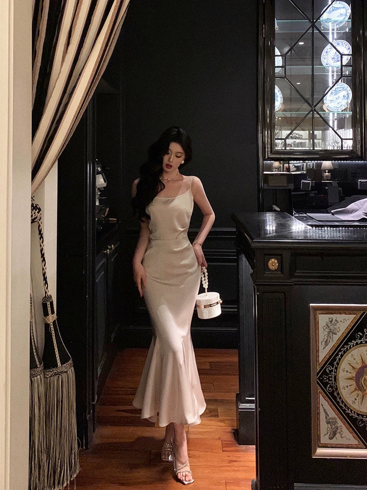 Mermaid suspender dress new style sleeveless party dress S5596