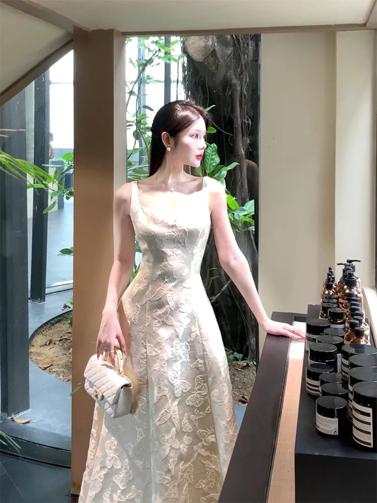 Embroidered prom dress retro birthday dress S5939