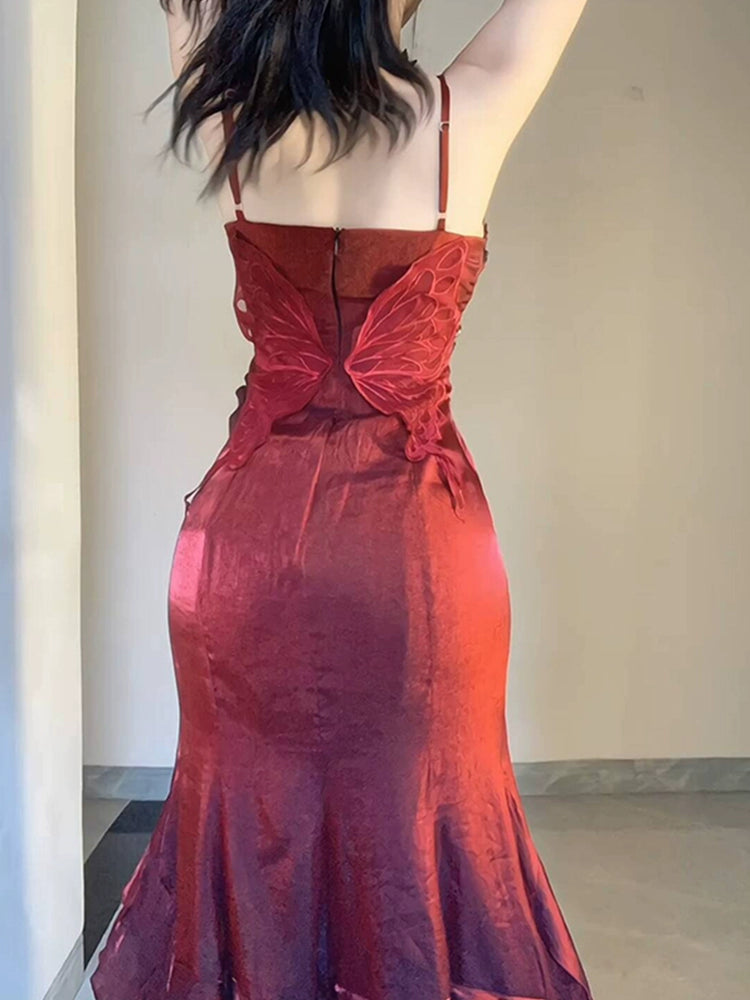 French gorgeous and elegant rose dress S5731