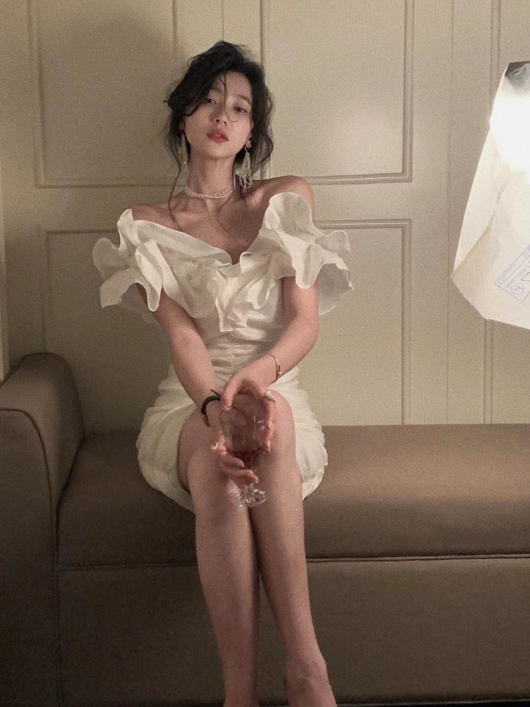 Birthday party dress luxury off shoulder dress S5775