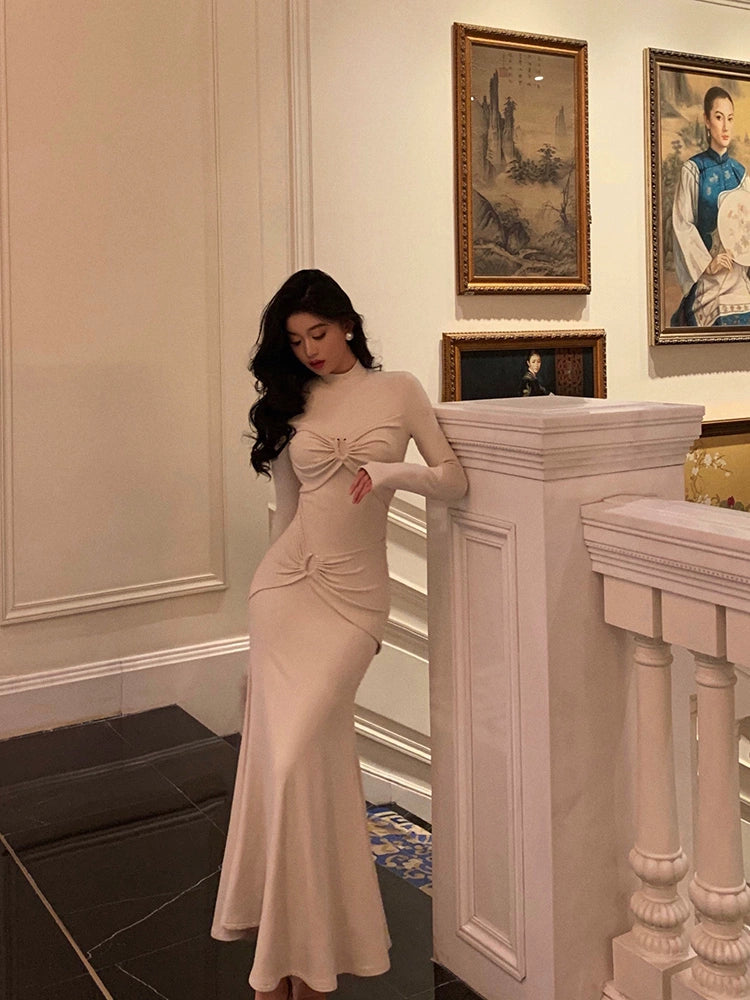 Mermaid long-sleeved dress for women new style long party dress S5634