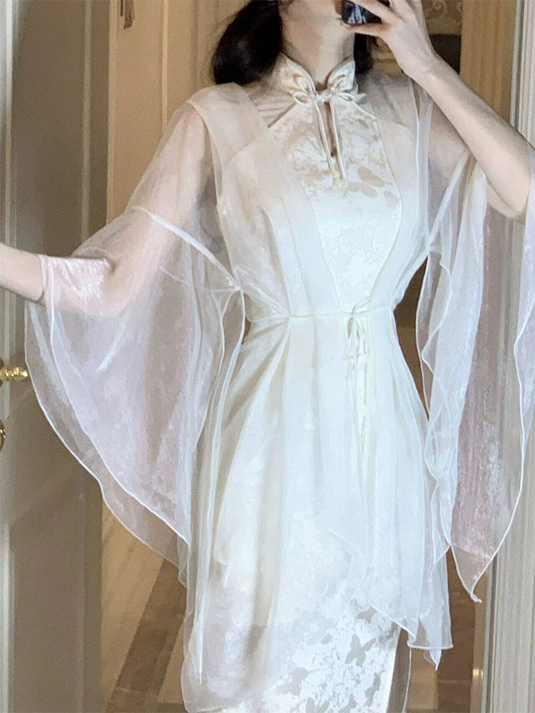 New Chinese style satin jacquard long party dress S5972