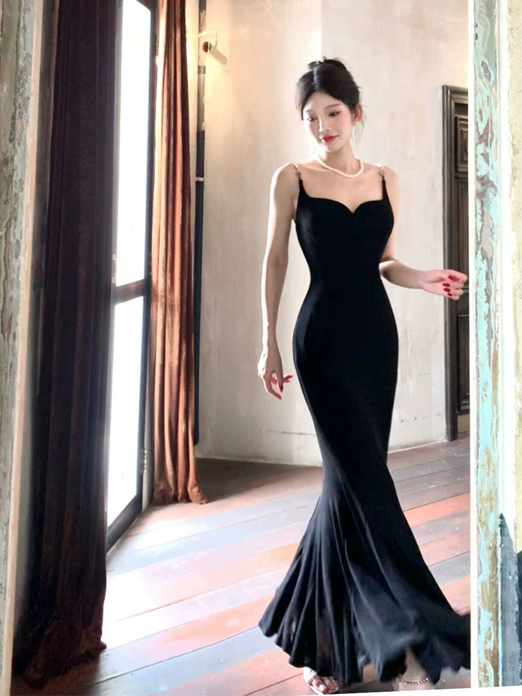 Princess Mermaid Party Dress Women's Velvet Evening Dress S5977