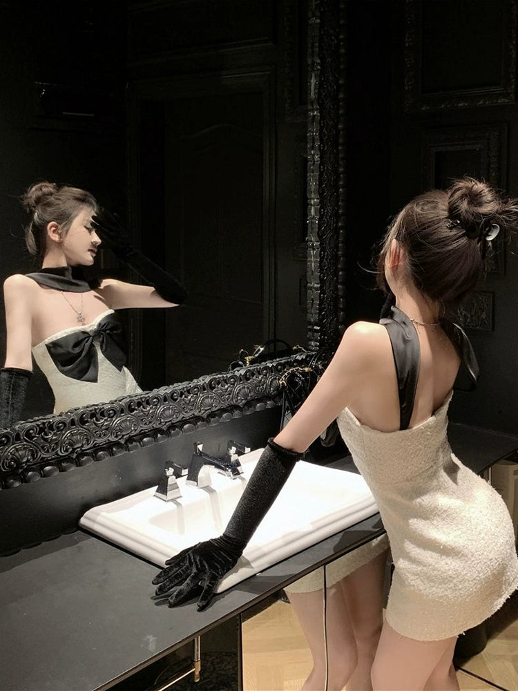 Birthday dress strapless halter neck dress S5823