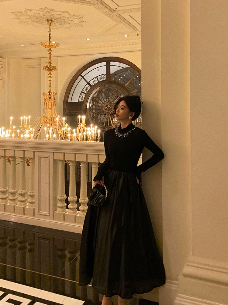 French pearl tassel dress new princess style ballet long dress S5684