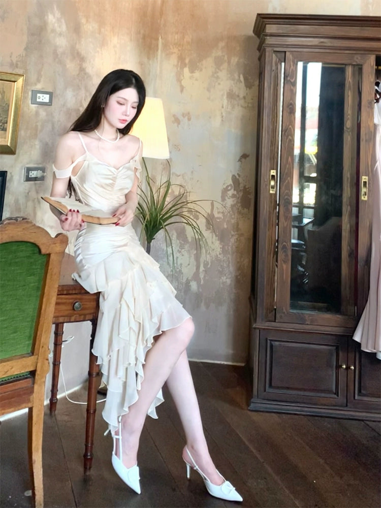 ruffled evening dress design party dress S6136