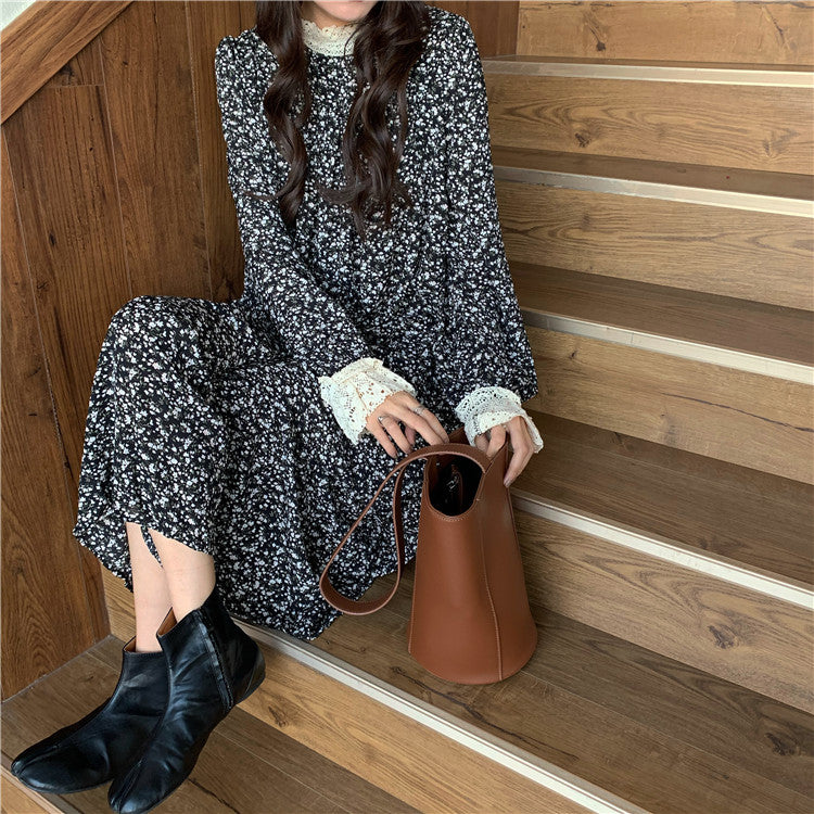 2025 new floral plus velvet dress bottoming skirt loose long skirt long skirt R1483