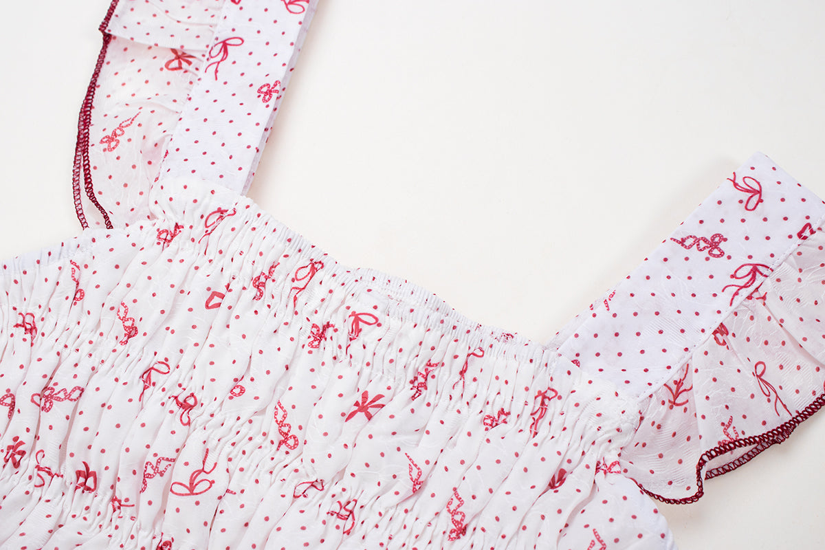 Strawberry jam floral suspender dress 2025 new style gentle style waist slimming short skirt R0134