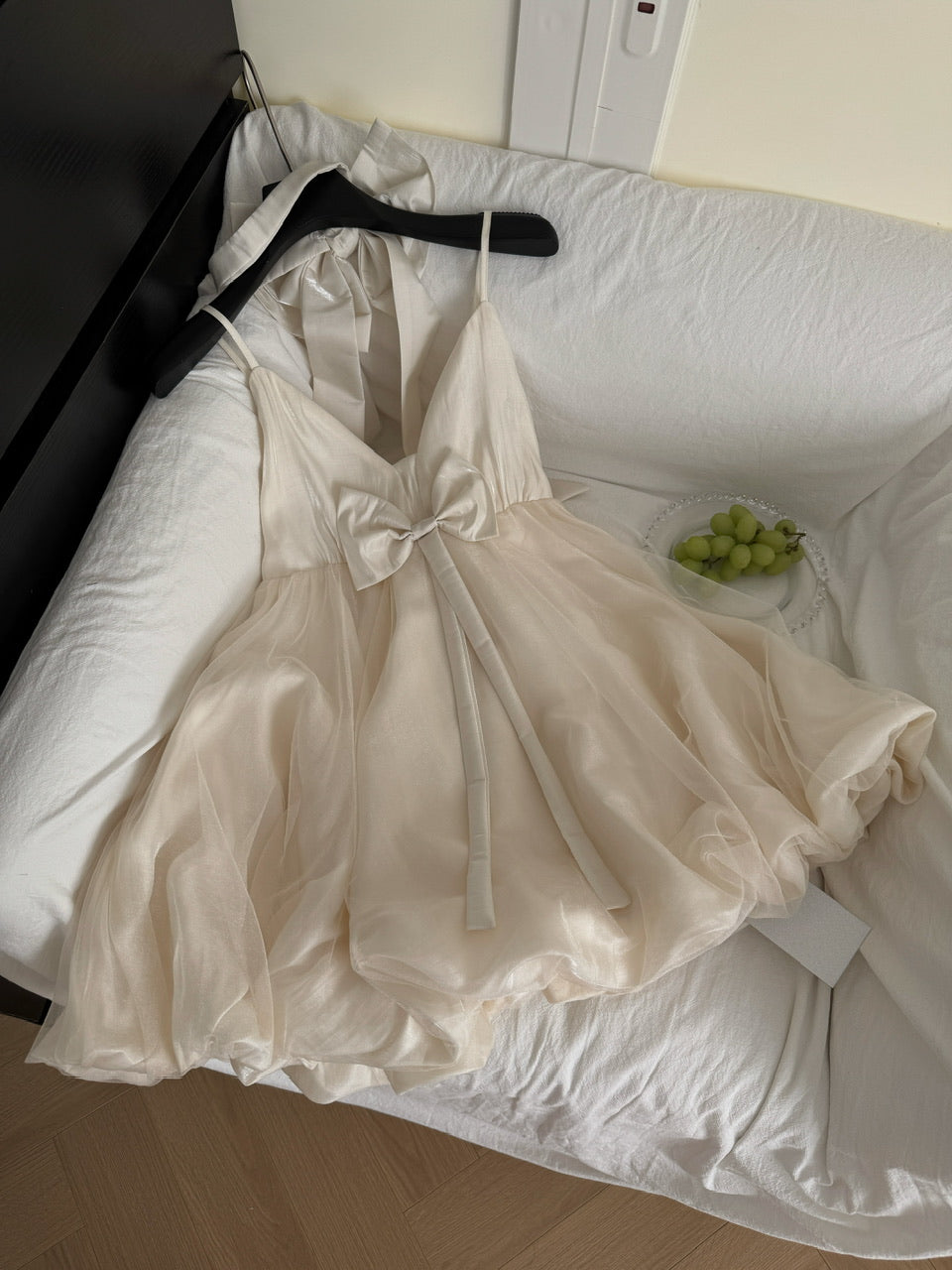 Halter neck dress 2025 summer backless bow princess dress pure desire flower bud dress R2179