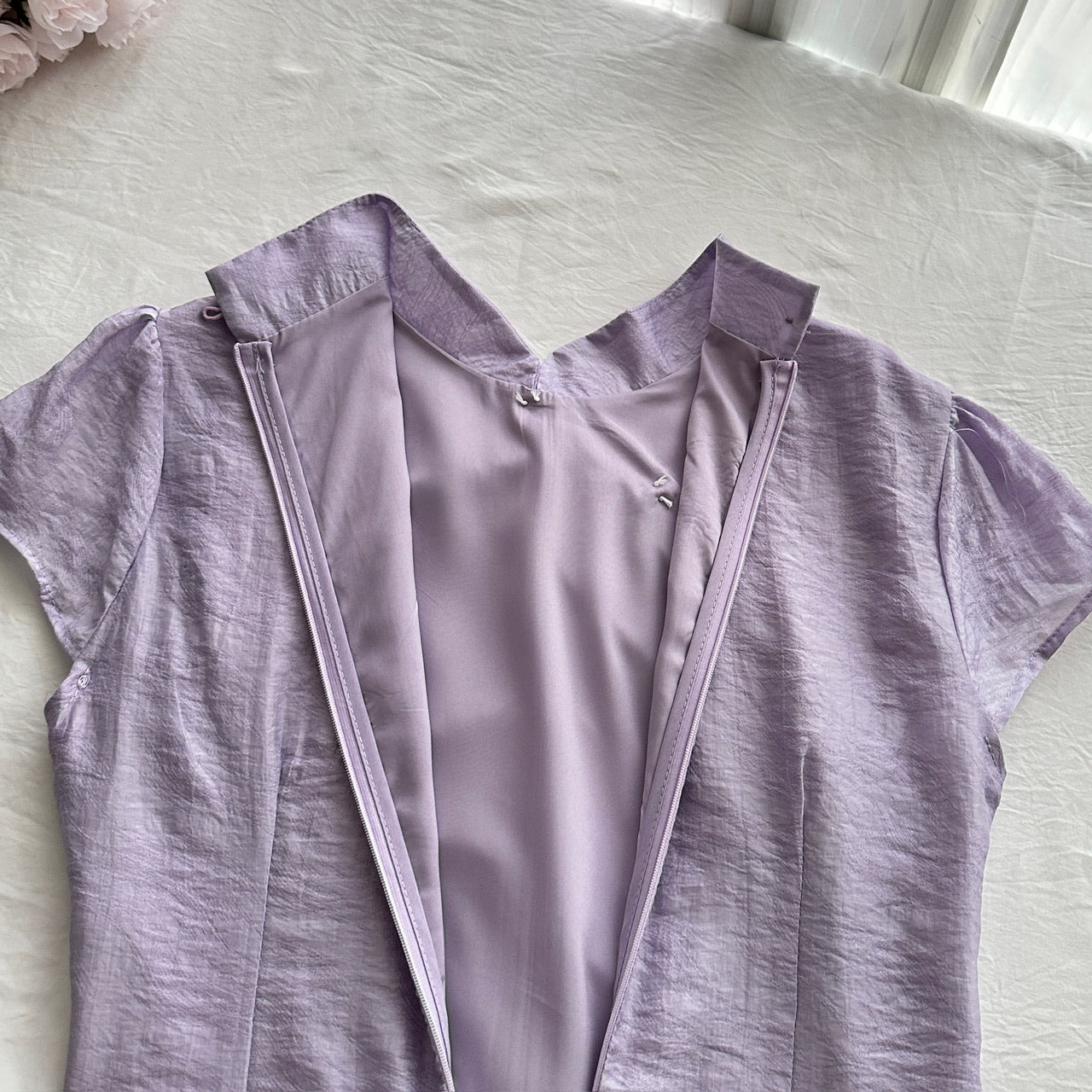 Zhiju's new Chinese style retro stand-up collar cheongsam beautiful patchwork dress R2183