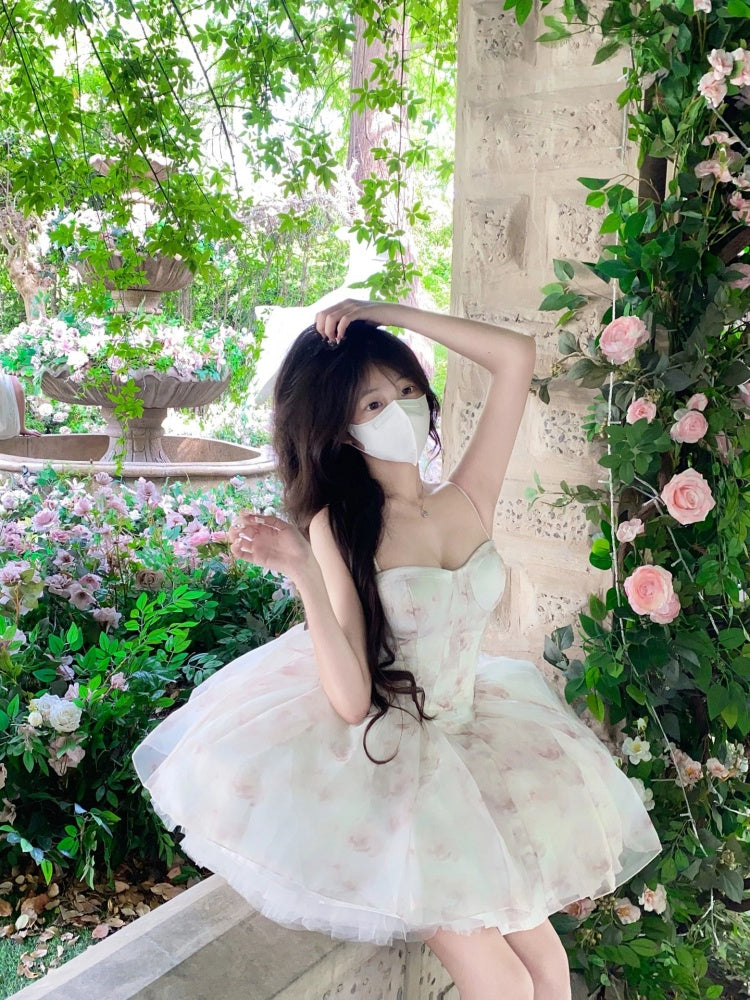 Puffy runaway princess dress dress high-end niche tube top dress female homecoming dress R3006