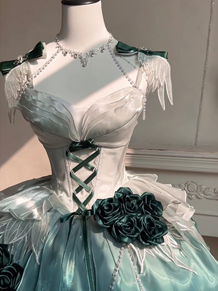 Elegant amber green short dress bride daughter birthday evening dress fluffy princess dress R1688