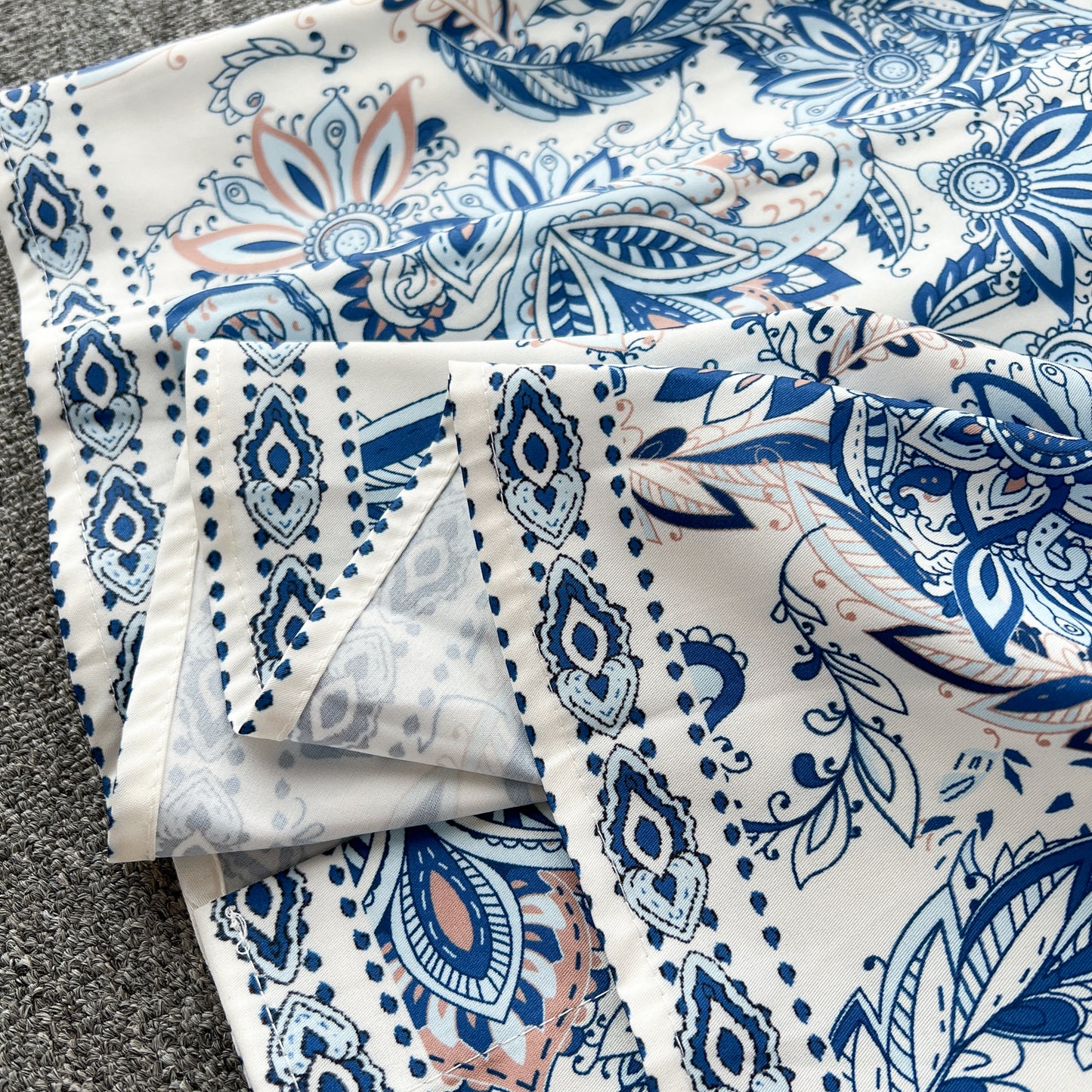 European and American palace style printed V-neck lantern long sleeve tie waist wide swing dress R2307