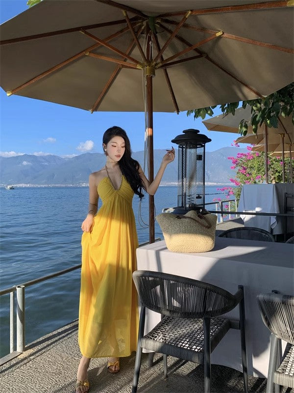 A Line Yellow Long Stunning Evening Gown Party Prom Dress S7282