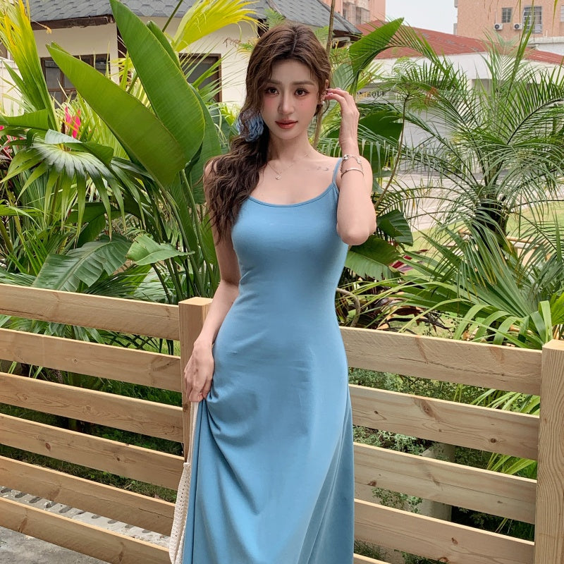 Sexy dress knitted suspender long skirt bottoming slim temperament holiday skirt R1008