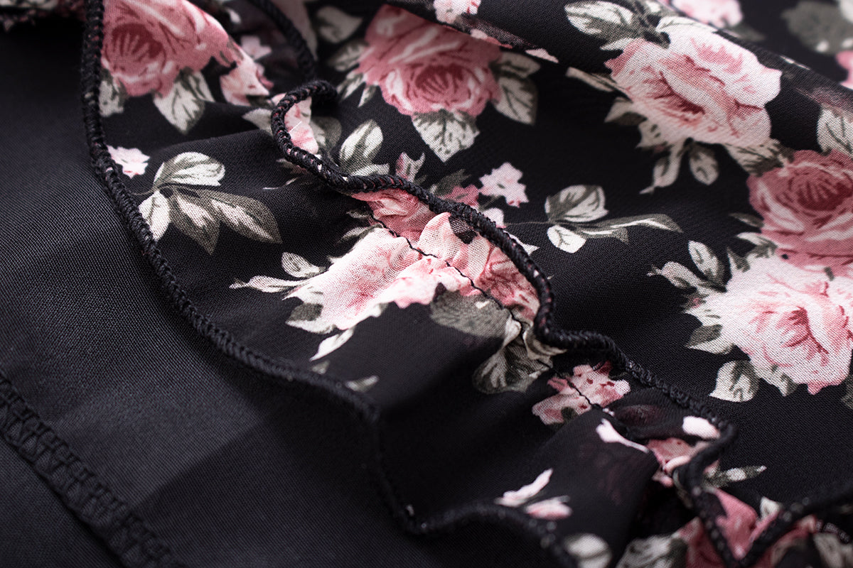 2025 new floral dress women's bow waist tea break dress suspenders short skirt R0014