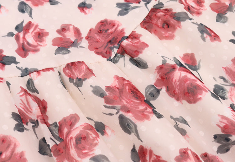 Floral suspender skirt 2025 new pure romantic slim rose dress R0019