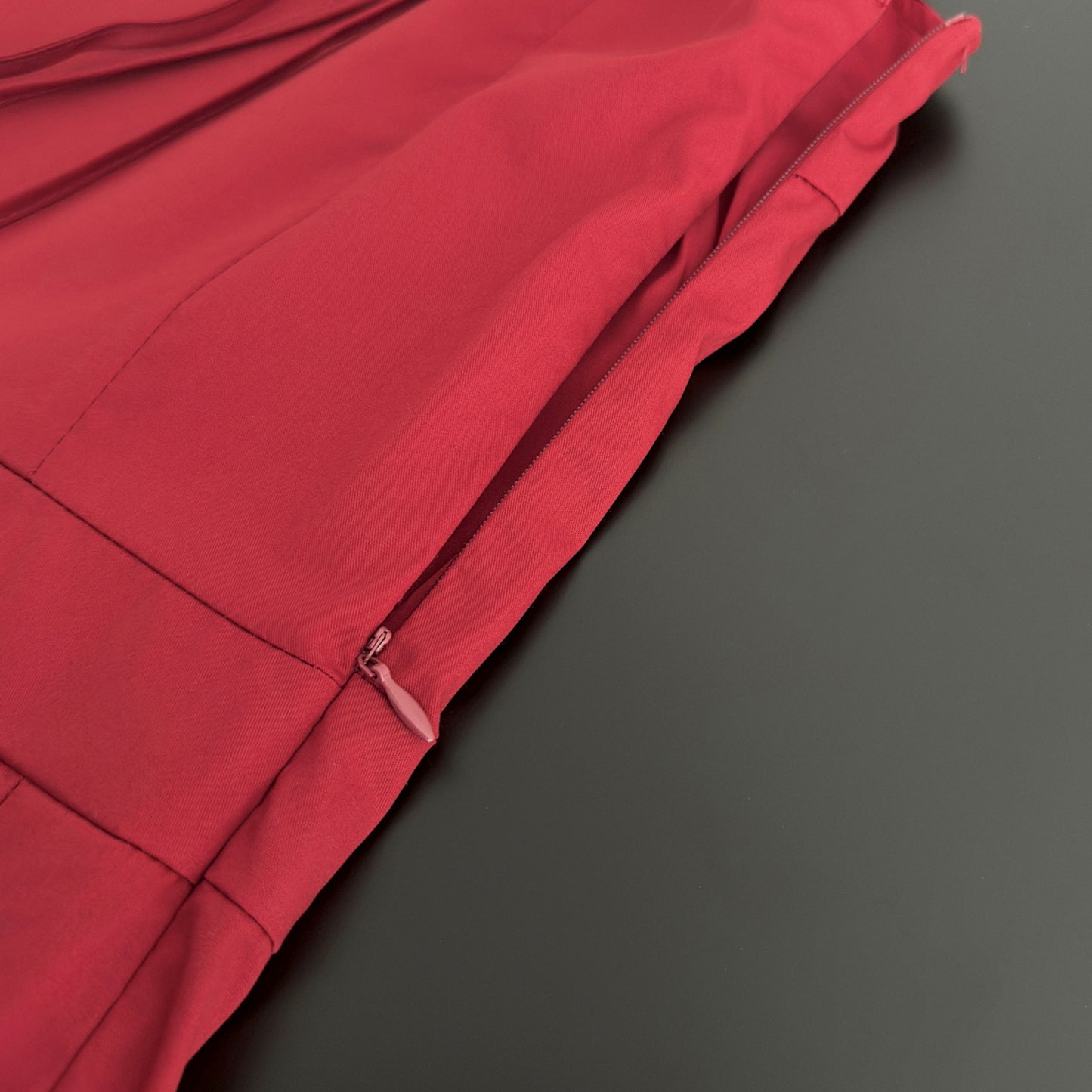 French retro little red dress with hollow back and tie-up pleated sleeveless vest dress R0037