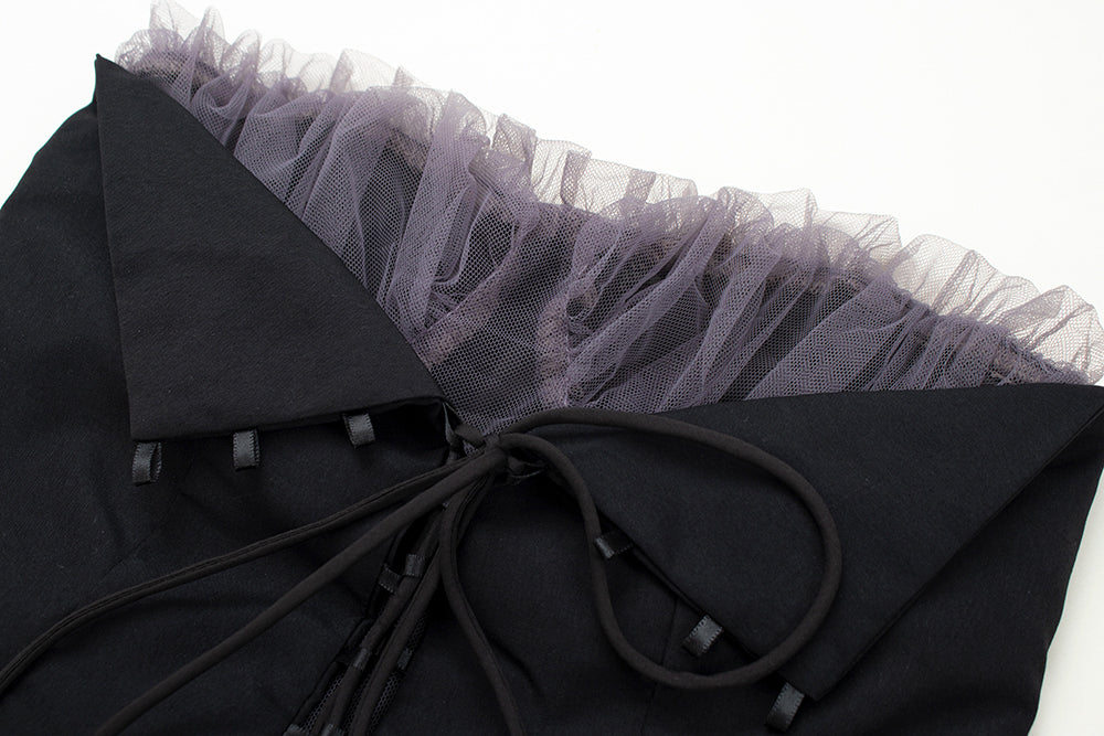 Dark heavy industry niche design gray purple yarn romantic irregular tube top dress R0015