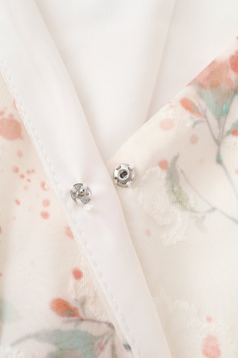 Begonia floral V-neck dress new French gentle puff sleeve temperament design long dress R0117