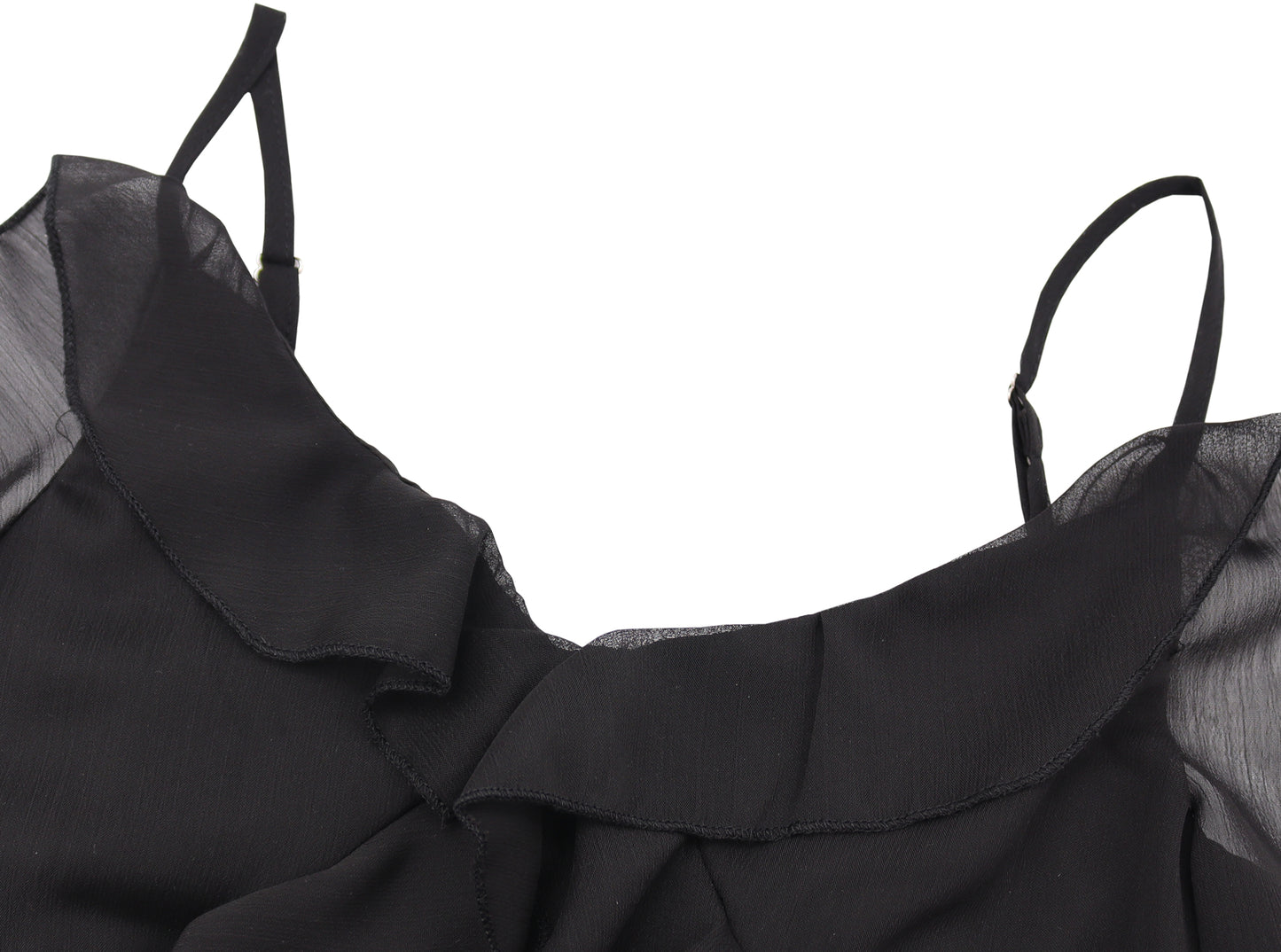 Tipsy sweet wine ruffled suspender skirt 2025 new slim black long dress Hepburn style R0092