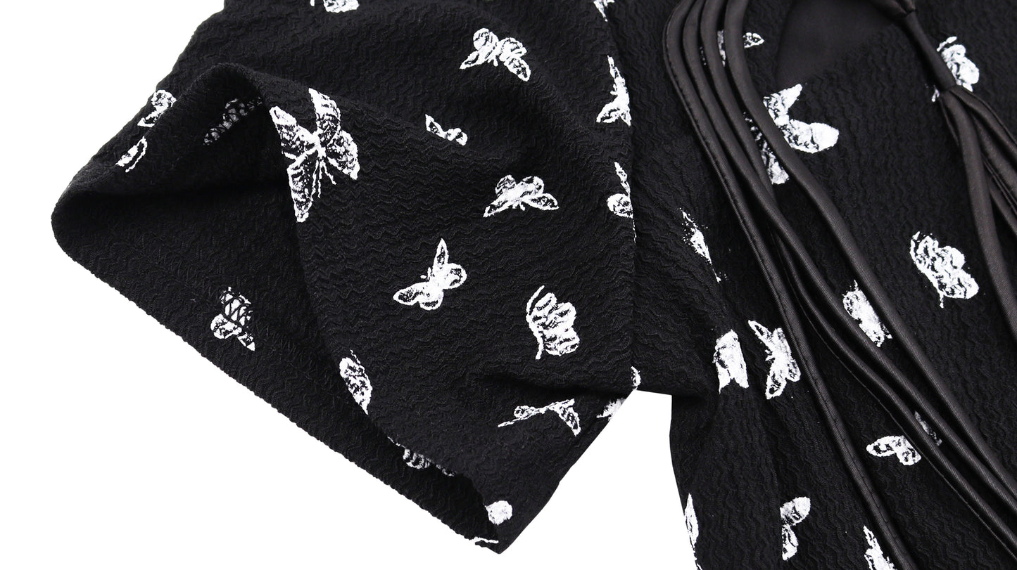 Black new Chinese dress 2025 new niche design long skirt high-end temperament cheongsam skirt R0112