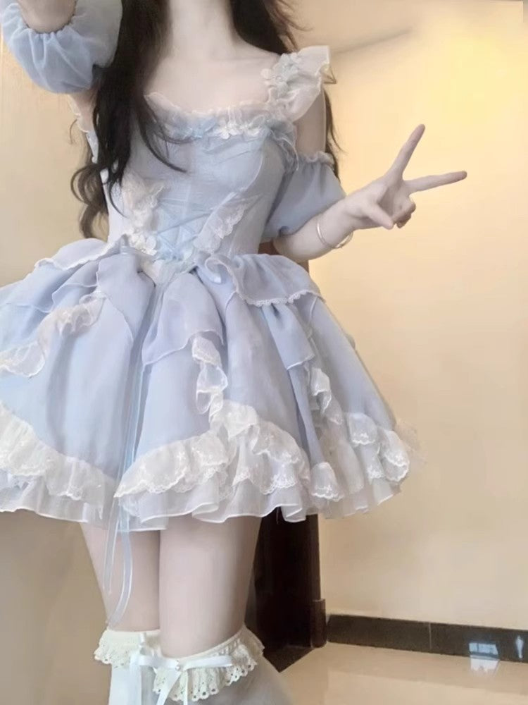 Tea break French pure desire ballet suit super fairy princess skirt forest style tutu skirt R1637