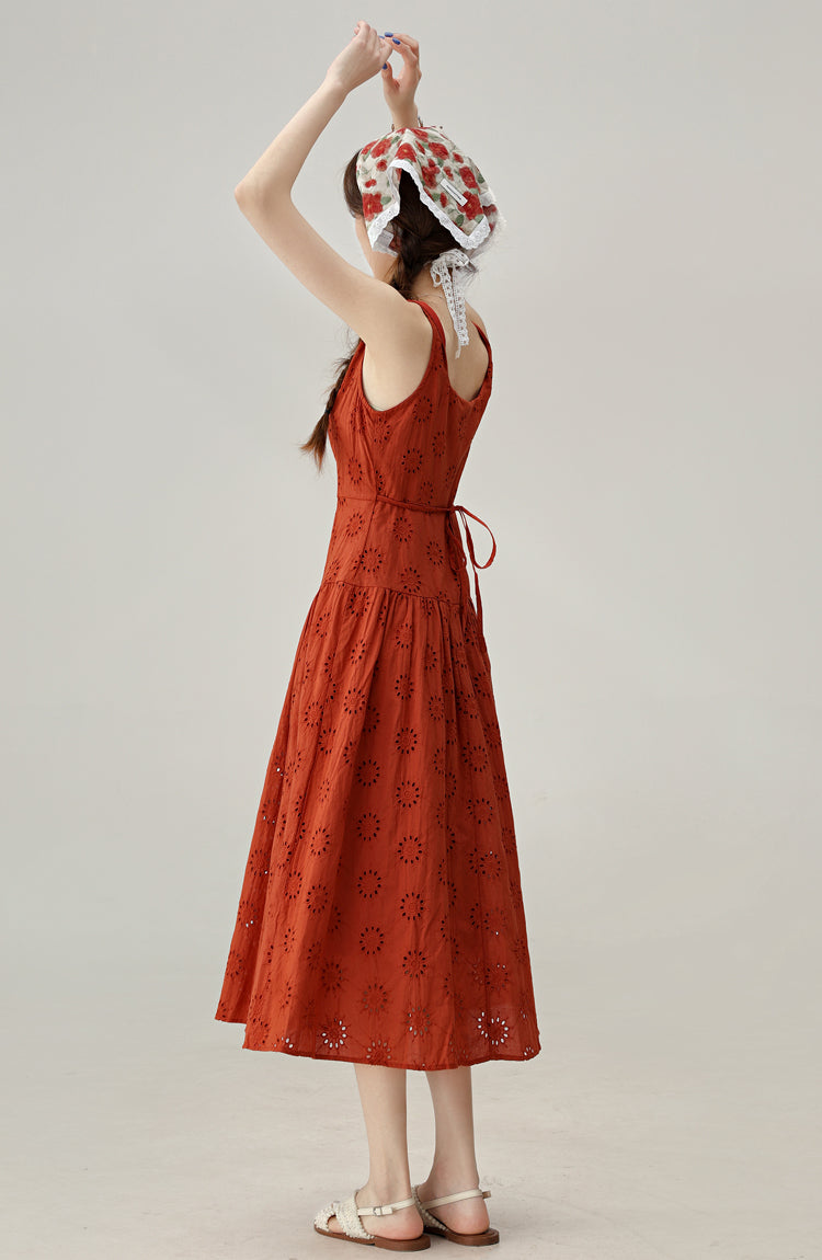 Beautiful red suspender dress for women 2025 new style waist a-line skirt R1952