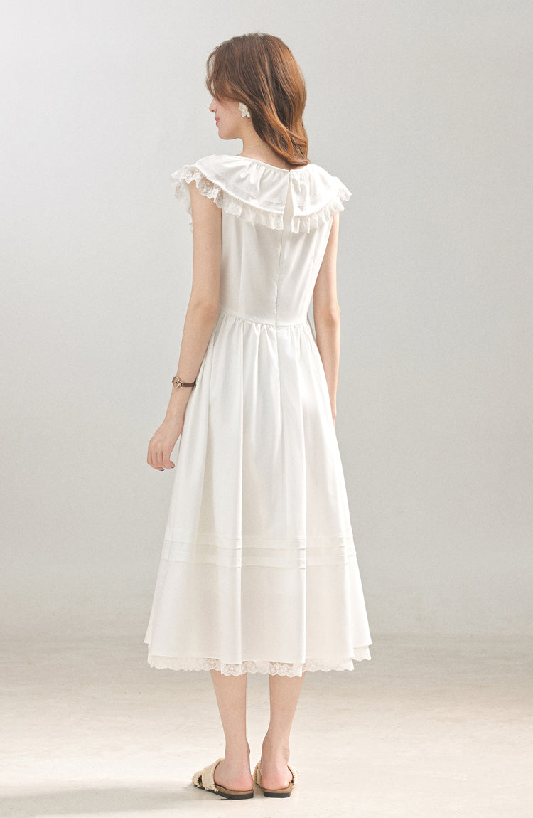 2025 summer new French gentle style white dress women's waist long skirt R1946