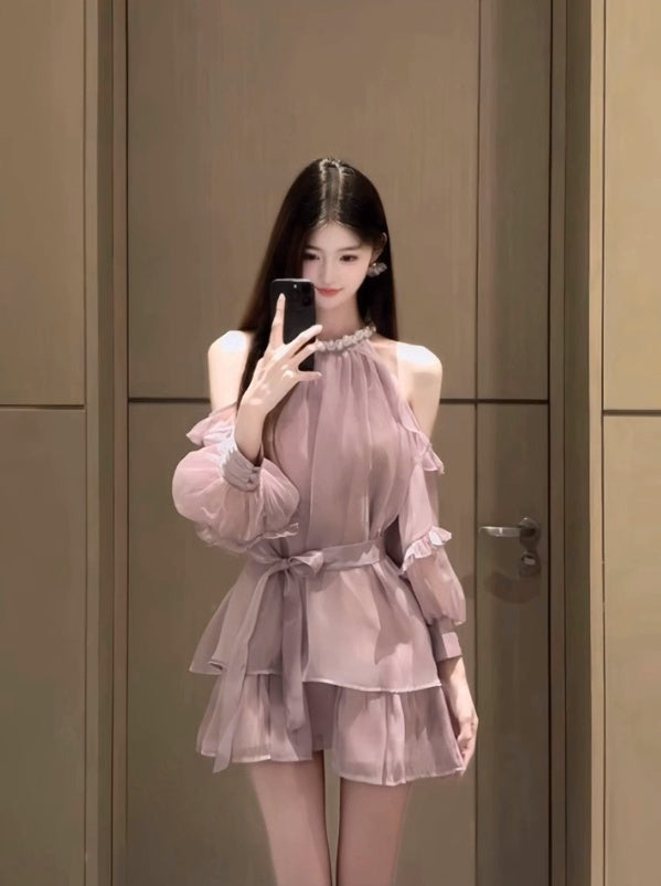 Celebrity sexy one shoulder tube top dress niche banquet dress skirt R0492