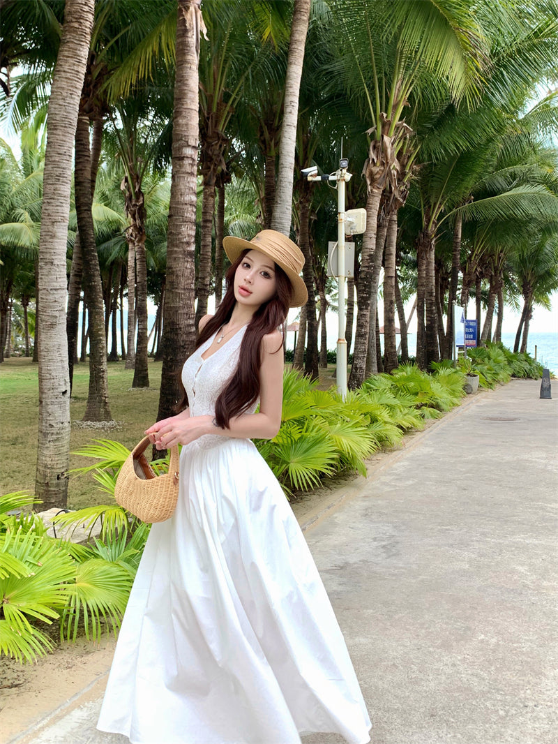 Temperament pink v-neck lace sleeveless dress pretty little skirt R0620