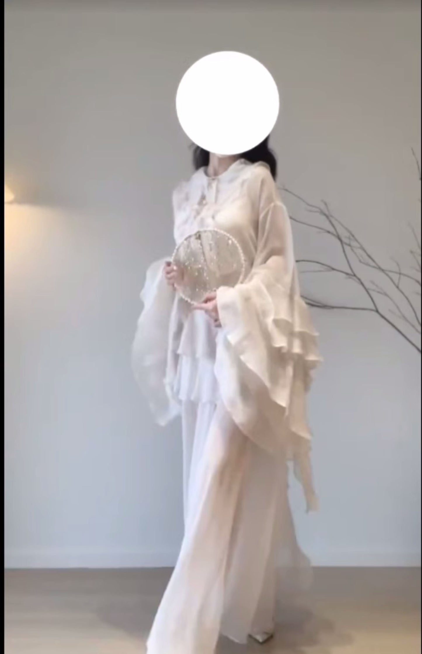 2025 unique and beautiful small suit Qianjinfeng chiffon top skirt high-end small dress two-piece suit R0412