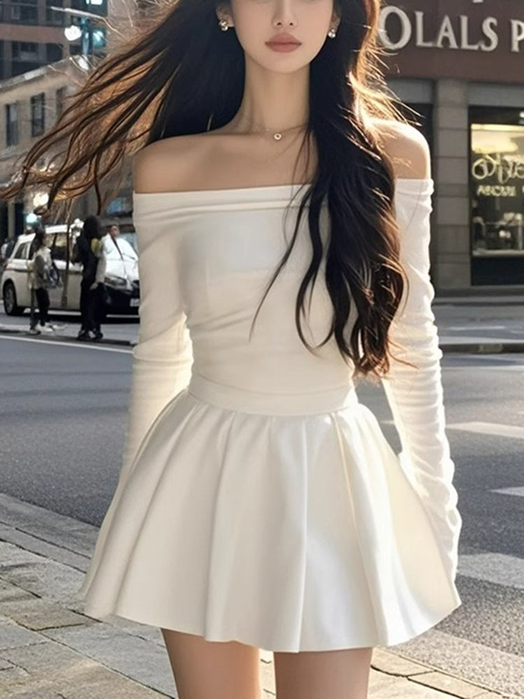 College style short waist shirt 2025 large size design puffy skirt suit R1031