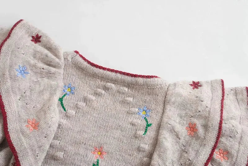 Embroidered layered decorative sweater design sweater coat S2522