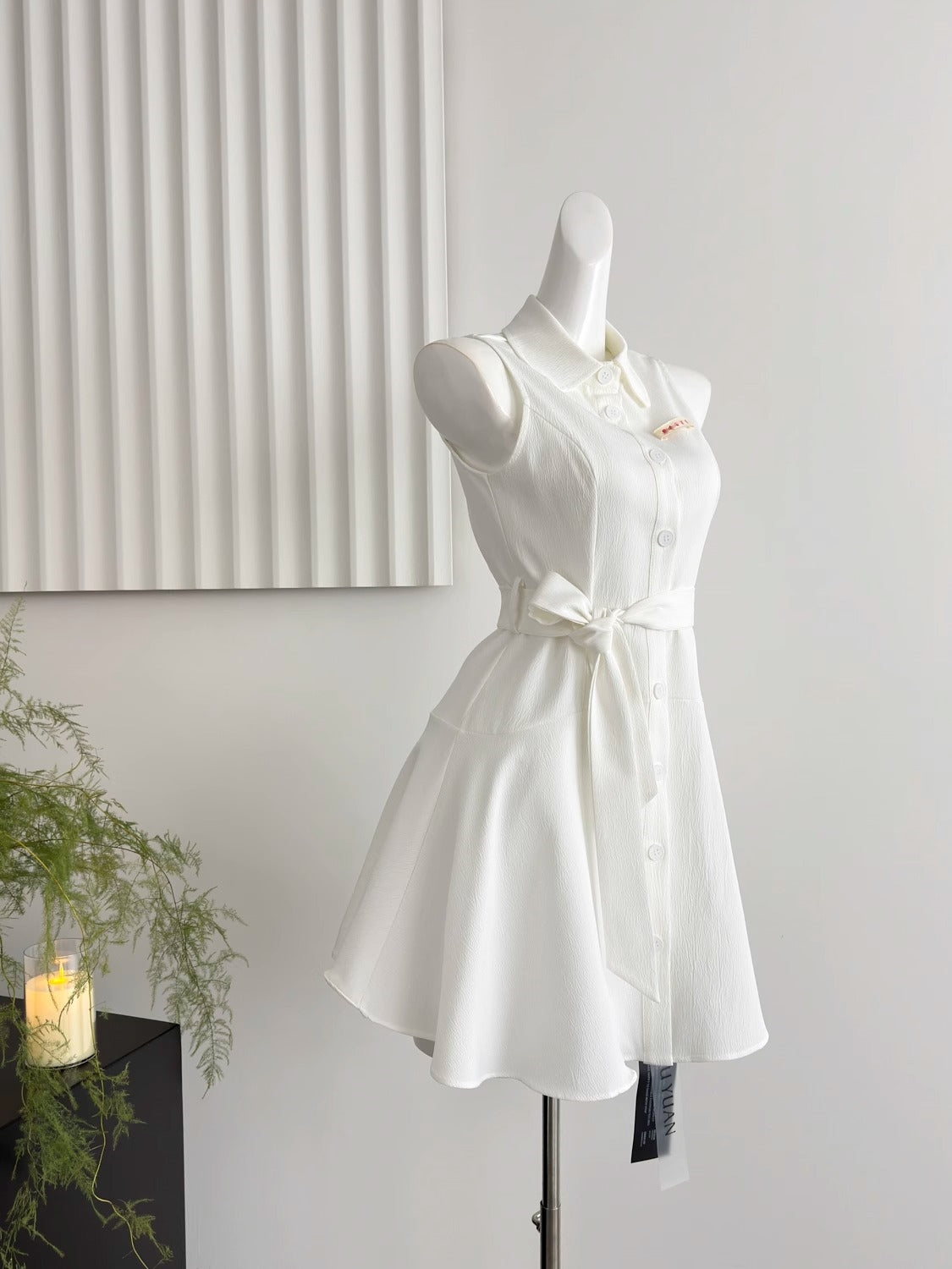 White shirt dress new style waist short skirt sleeveless shirt skirt R2007