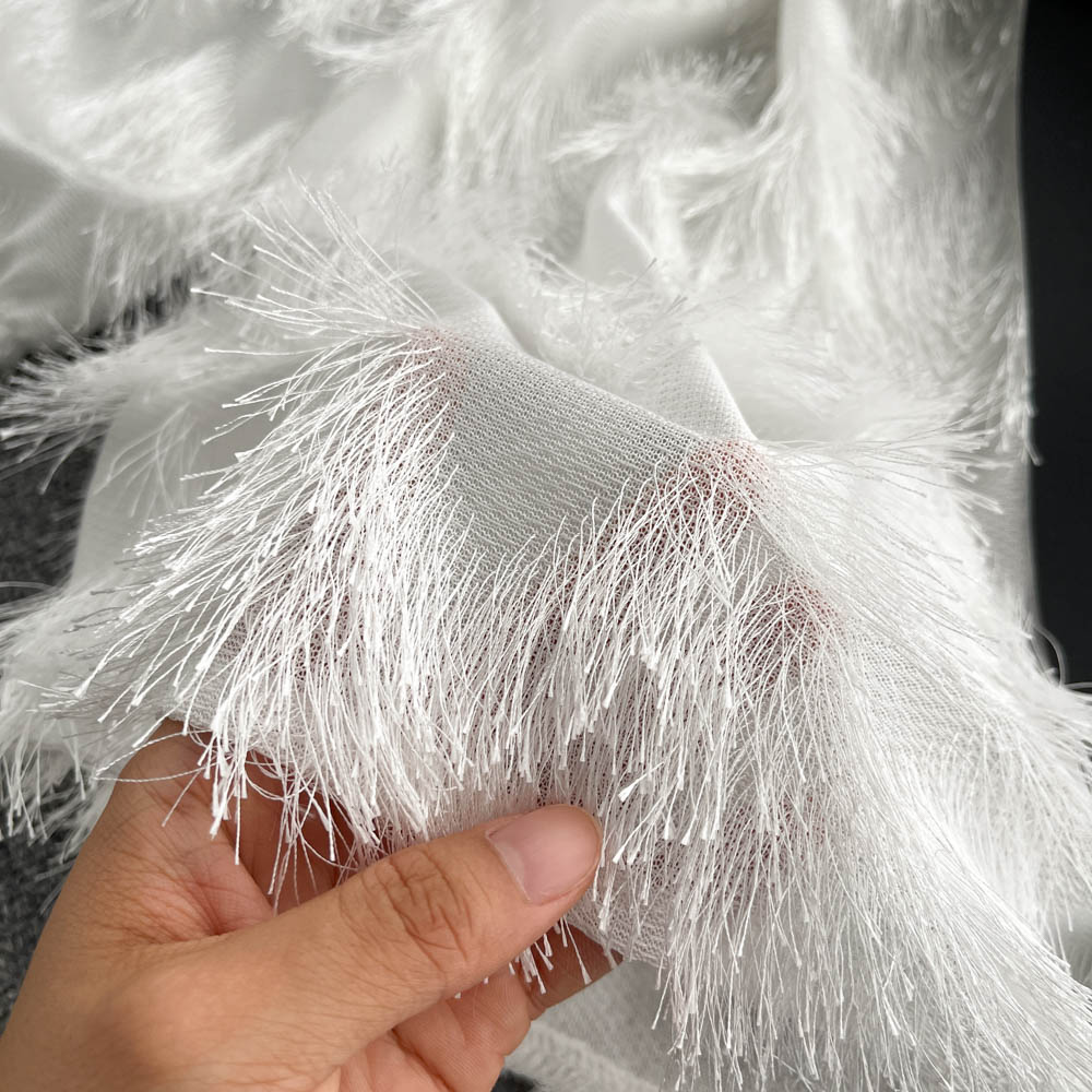 French dress with fur tassel design, small and chic temperament A-line short skirt R2274