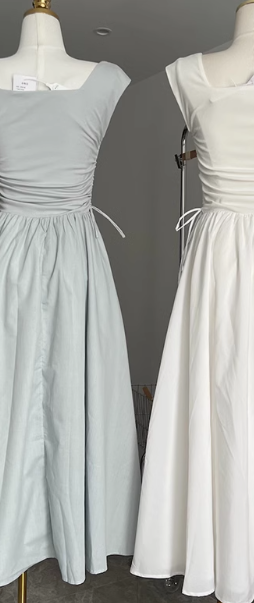 2025 summer new minimalist style high waist slim hollow square neck knitted long dress R0259