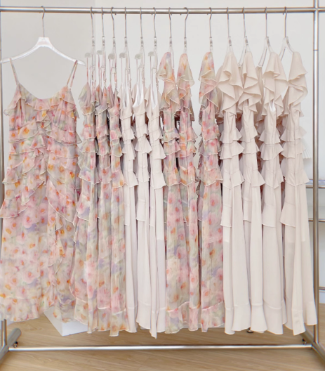 Suspender dress for women high-end summer pure French style sleeveless floral v-neck chiffon dress R0260