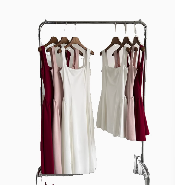 Temperament red U-neck suspender dress female 2025 new French niche high-end a-style skirt R0265