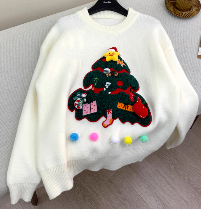 Christmas tree sweater design knitted top S4737