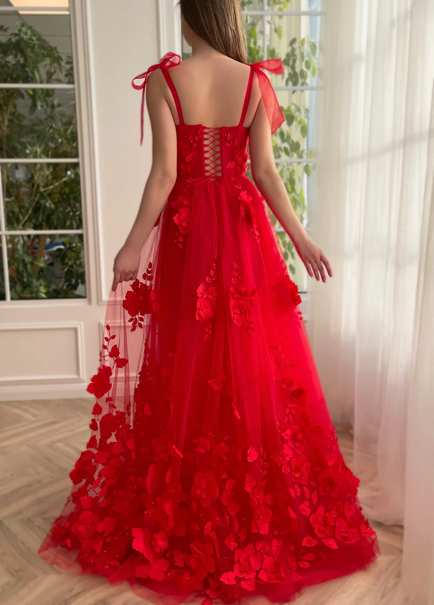 Red Long Prom Dresses with Slit Elegant Formal Dresses S3764