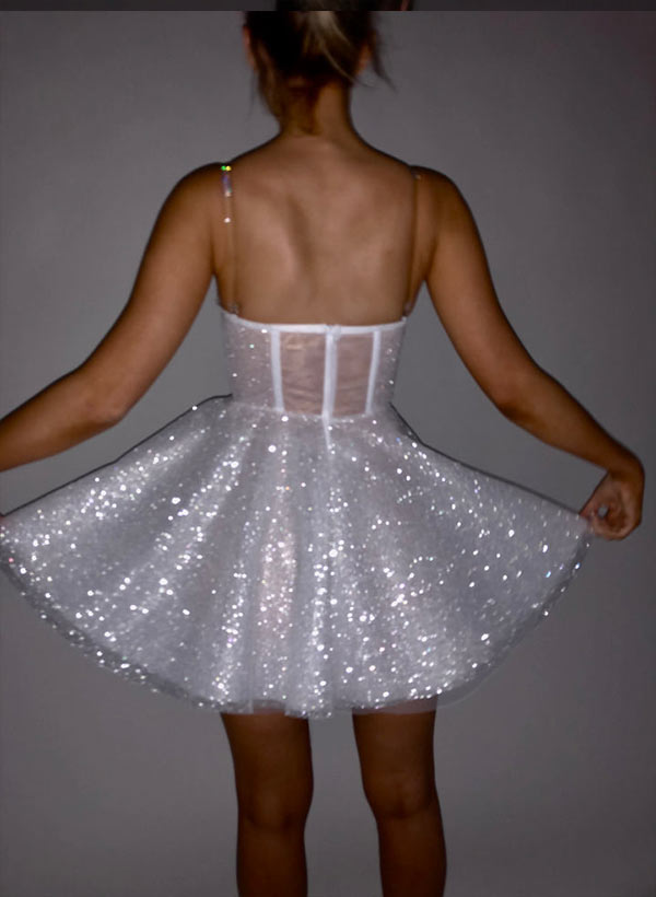 A-Line Sweetheart Short/Mini Sequined Homecoming Dress S2602